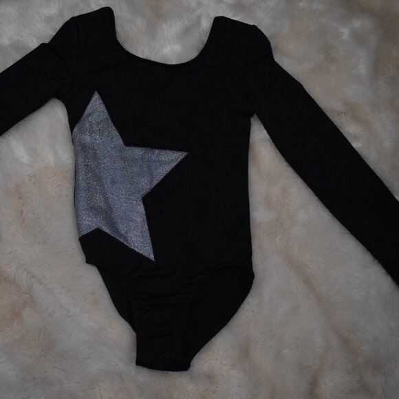 More Than Magic Black Long Sleeve Leotard with Star/ Size XS 4/5 - Picture 1 of 5